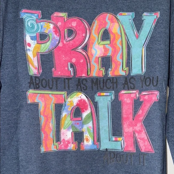 Navy Sweatshirt with Colorful Graphic Text - Picture 3 of 3